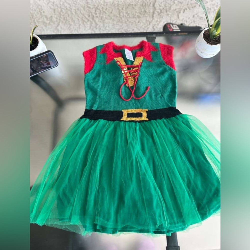 Festive Elf Green and Red Dress NEW Medium adult